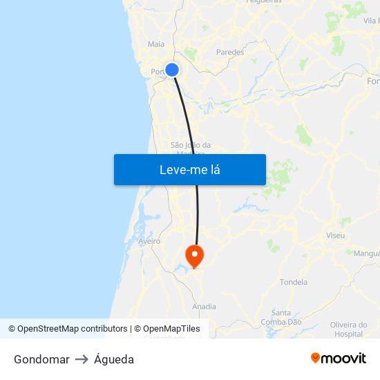Gondomar to Águeda map