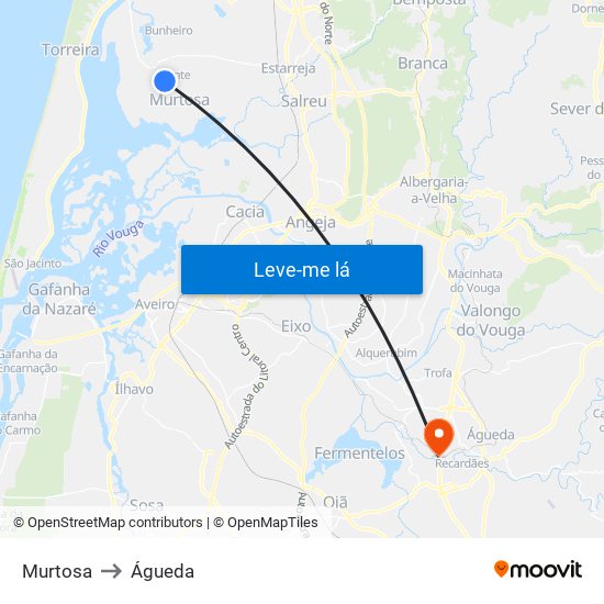 Murtosa to Águeda map