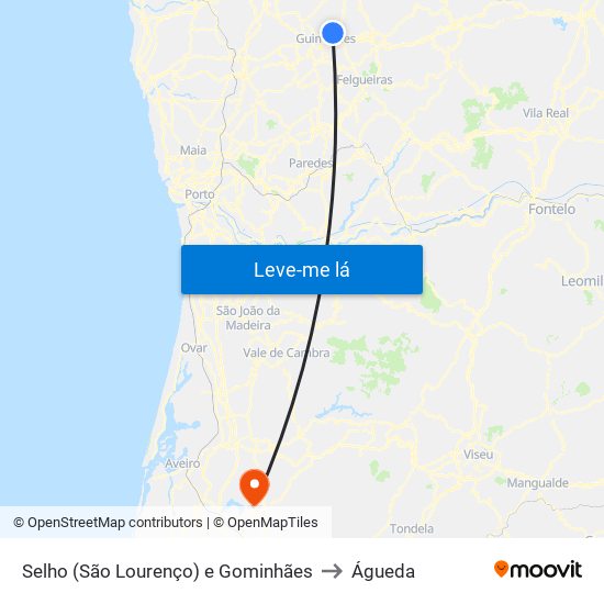 Selho (São Lourenço) e Gominhães to Águeda map