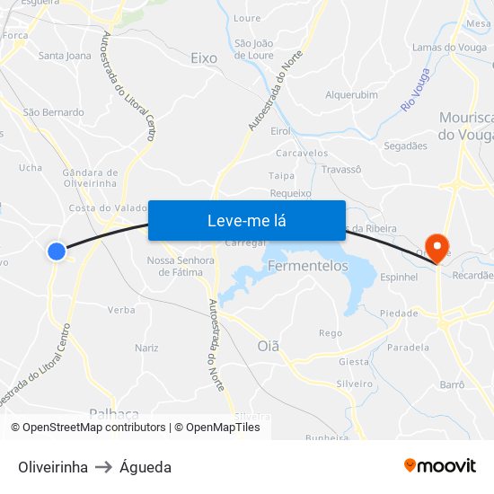 Oliveirinha to Águeda map