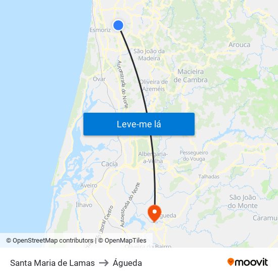 Santa Maria de Lamas to Águeda map
