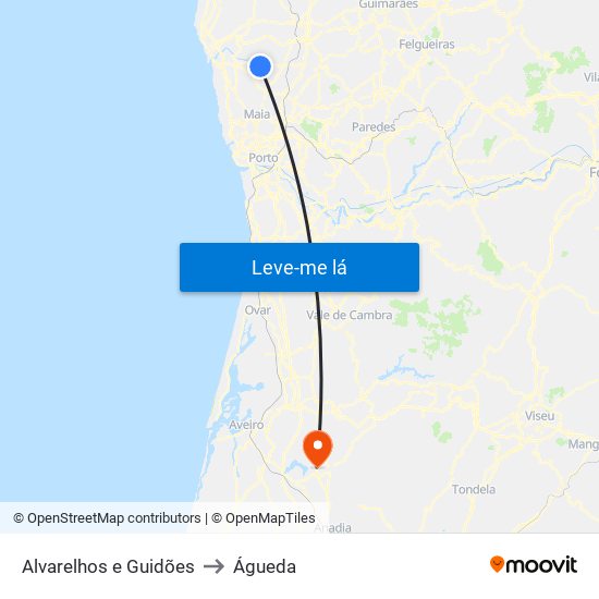 Alvarelhos e Guidões to Águeda map