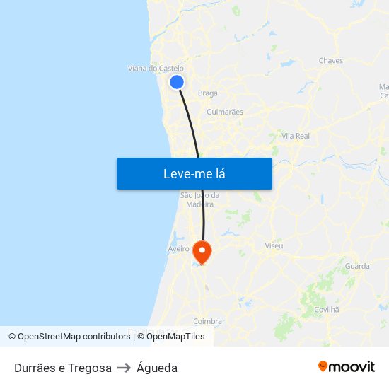 Durrães e Tregosa to Águeda map