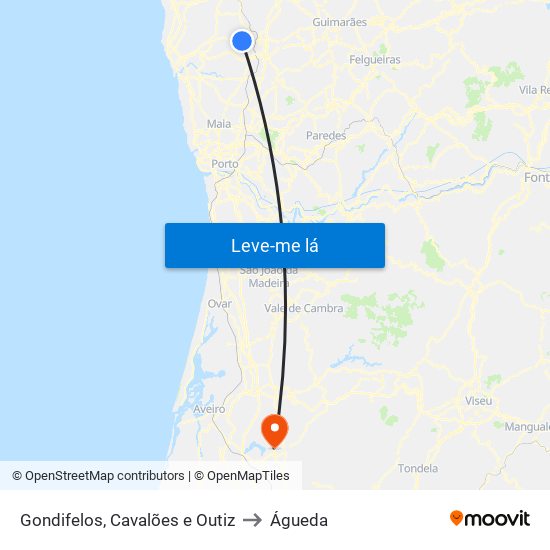 Gondifelos, Cavalões e Outiz to Águeda map