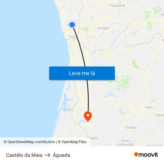 Castêlo da Maia to Águeda map