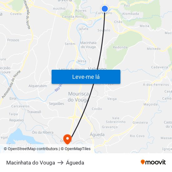 Macinhata do Vouga to Águeda map