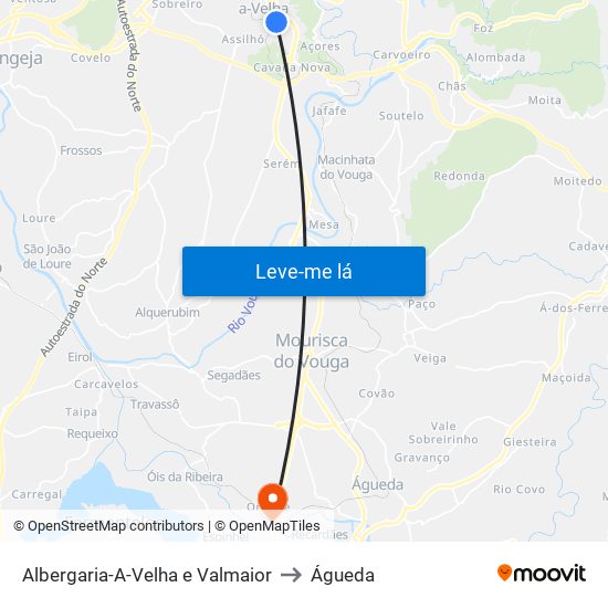 Albergaria-A-Velha e Valmaior to Águeda map