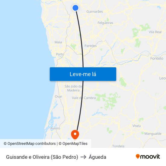 Guisande e Oliveira (São Pedro) to Águeda map