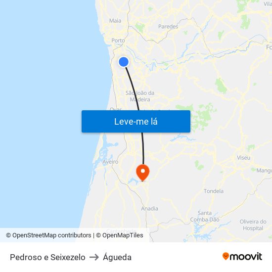 Pedroso e Seixezelo to Águeda map
