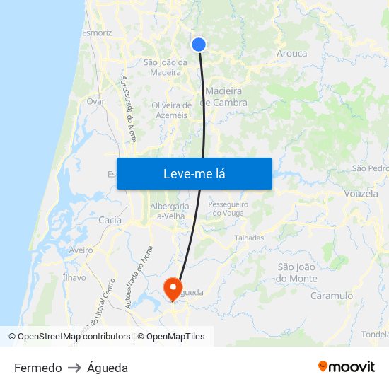 Fermedo to Águeda map
