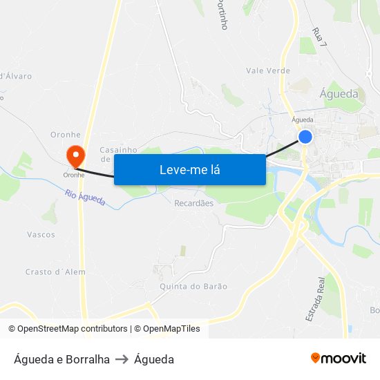 Águeda e Borralha to Águeda map