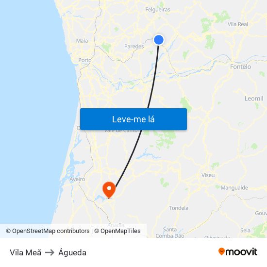 Vila Meã to Águeda map