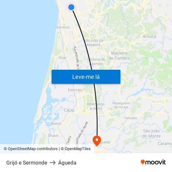 Grijó e Sermonde to Águeda map