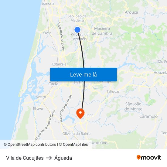 Vila de Cucujães to Águeda map