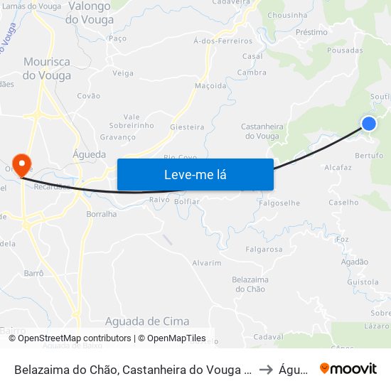 Belazaima do Chão, Castanheira do Vouga e Agadão to Águeda map