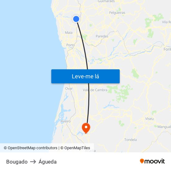 Bougado to Águeda map