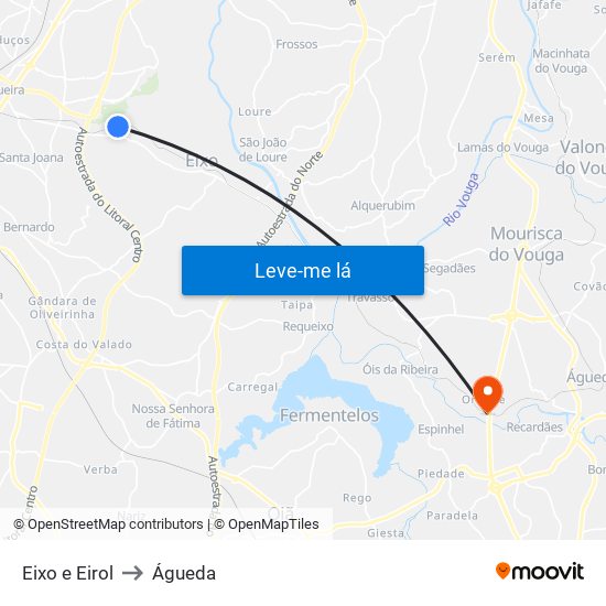 Eixo e Eirol to Águeda map