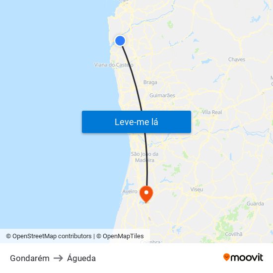 Gondarém to Águeda map