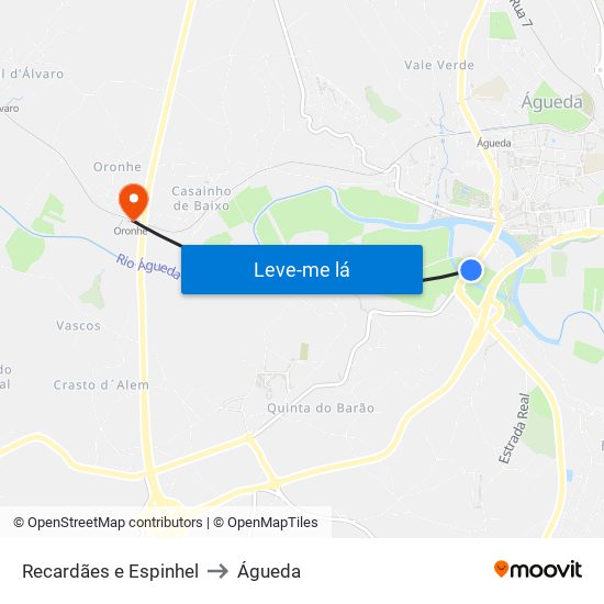 Recardães e Espinhel to Águeda map