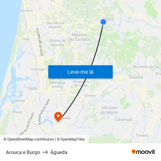 Arouca e Burgo to Águeda map