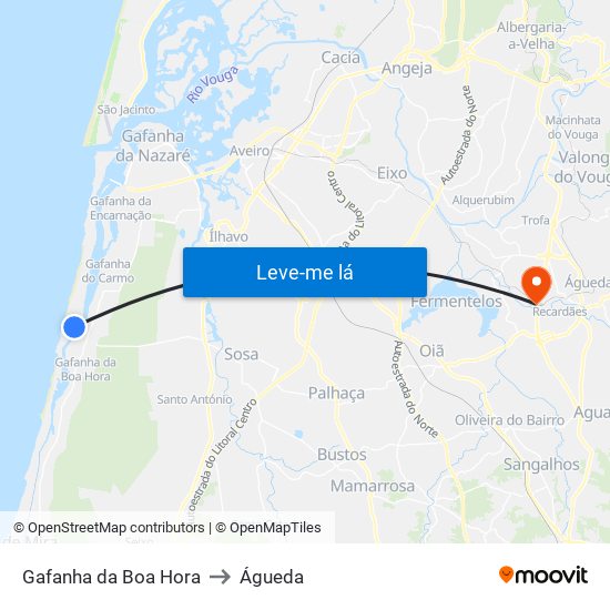 Gafanha da Boa Hora to Águeda map