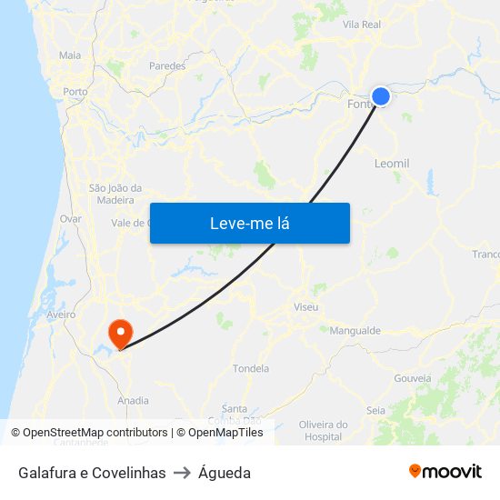 Galafura e Covelinhas to Águeda map