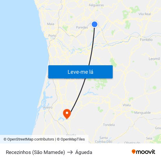 Recezinhos (São Mamede) to Águeda map
