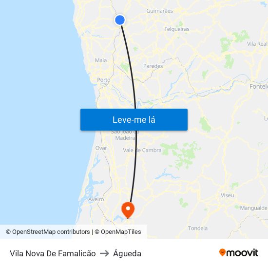 Vila Nova De Famalicão to Águeda map