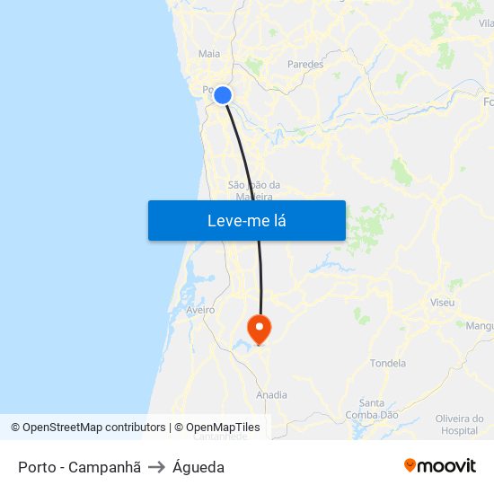 Porto - Campanhã to Águeda map