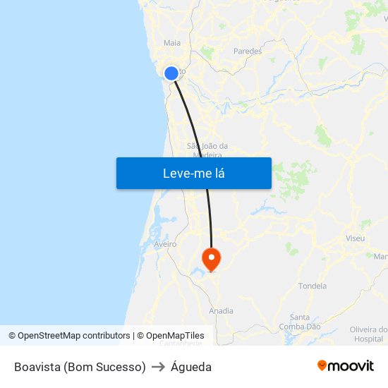 Boavista (Bom Sucesso) to Águeda map