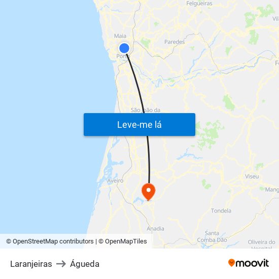 Laranjeiras to Águeda map