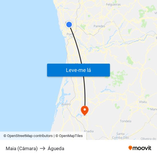 Maia (Câmara) to Águeda map