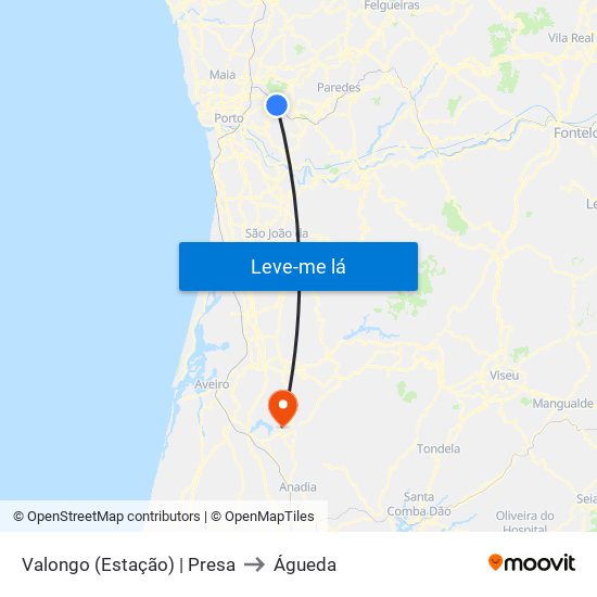 Valongo (Estação) | Presa to Águeda map