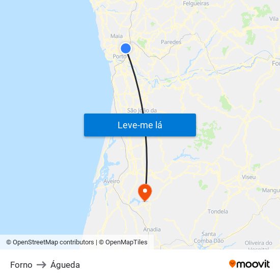 Forno to Águeda map