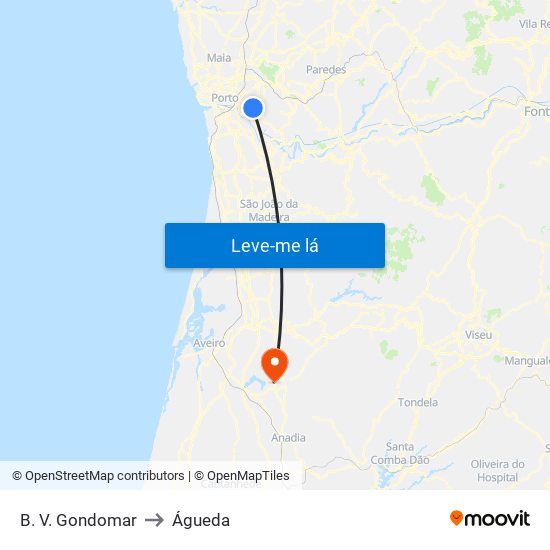 B. V. Gondomar to Águeda map