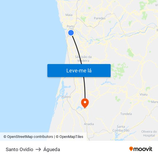 Santo Ovídio to Águeda map