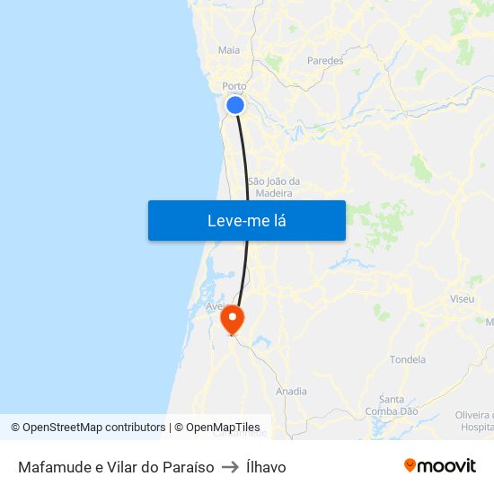 Mafamude e Vilar do Paraíso to Ílhavo map