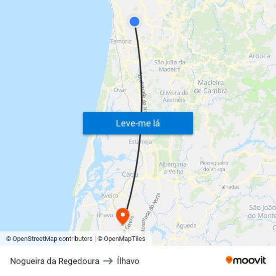 Nogueira da Regedoura to Ílhavo map