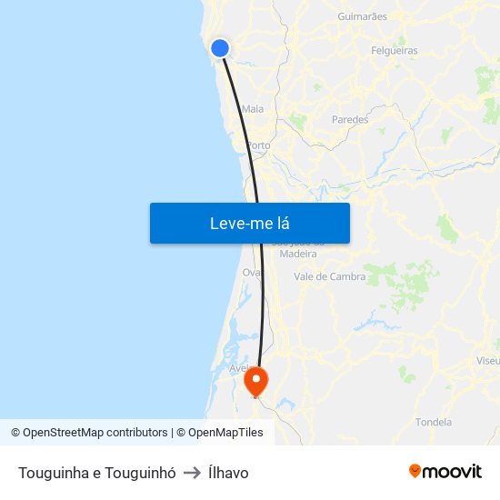 Touguinha e Touguinhó to Ílhavo map