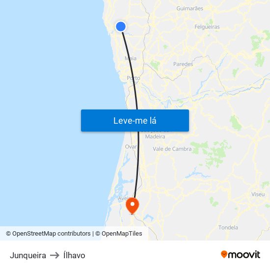 Junqueira to Ílhavo map