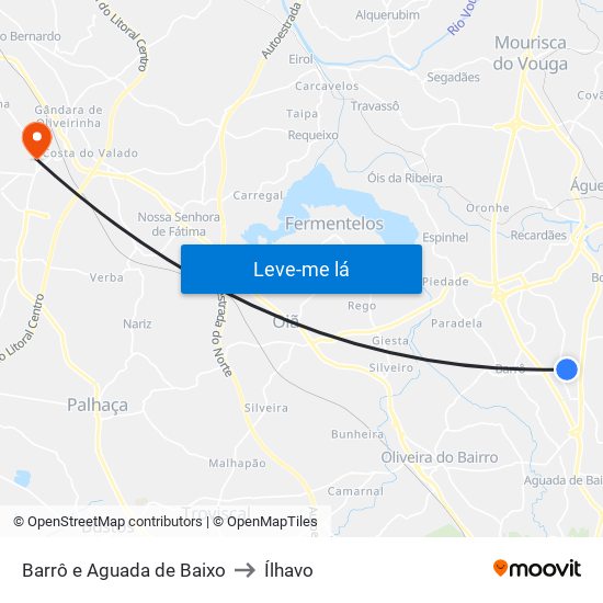 Barrô e Aguada de Baixo to Ílhavo map