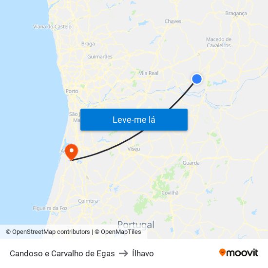 Candoso e Carvalho de Egas to Ílhavo map