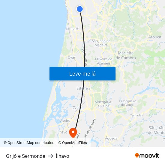 Grijó e Sermonde to Ílhavo map