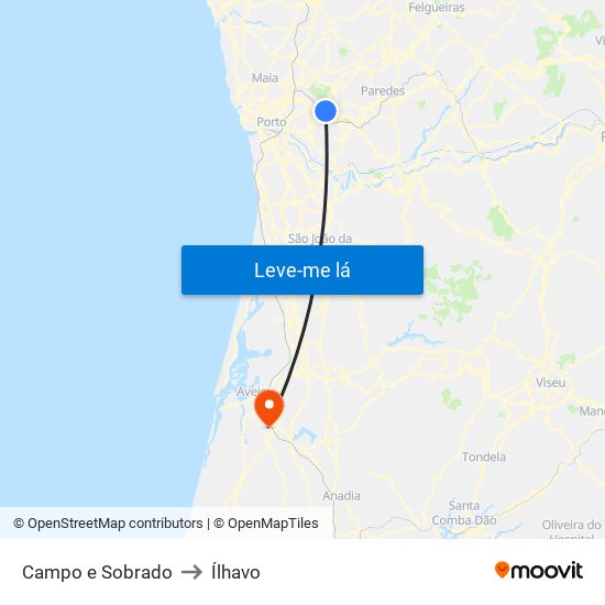 Campo e Sobrado to Ílhavo map