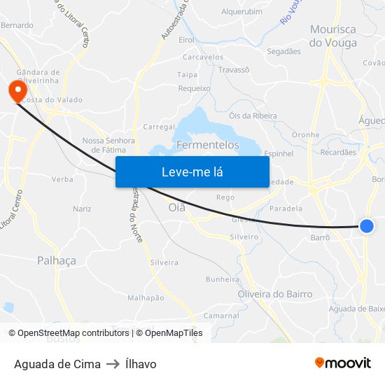 Aguada de Cima to Ílhavo map