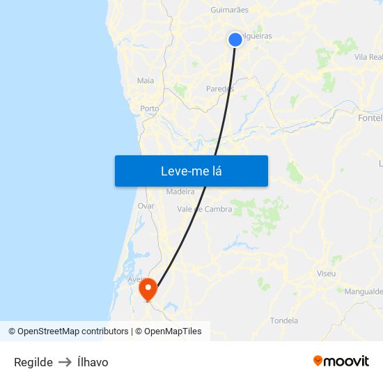 Regilde to Ílhavo map