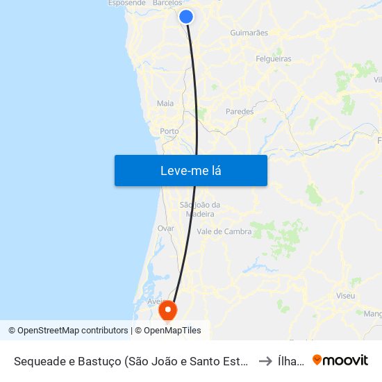 Sequeade e Bastuço (São João e Santo Estêvão) to Ílhavo map