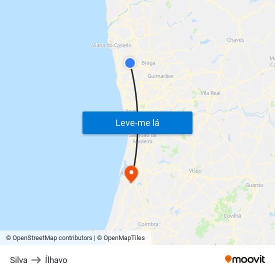 Silva to Ílhavo map