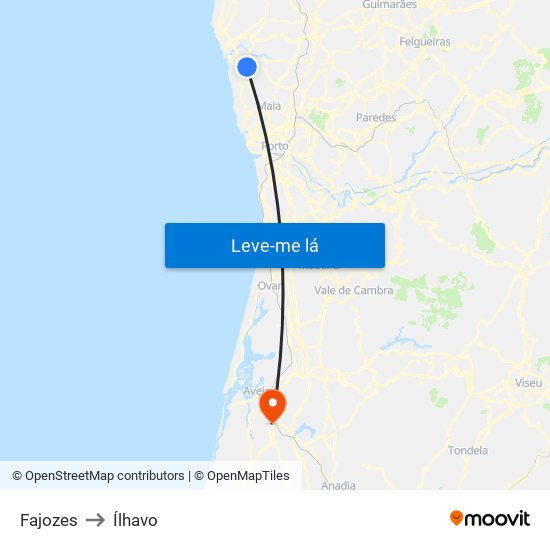 Fajozes to Ílhavo map