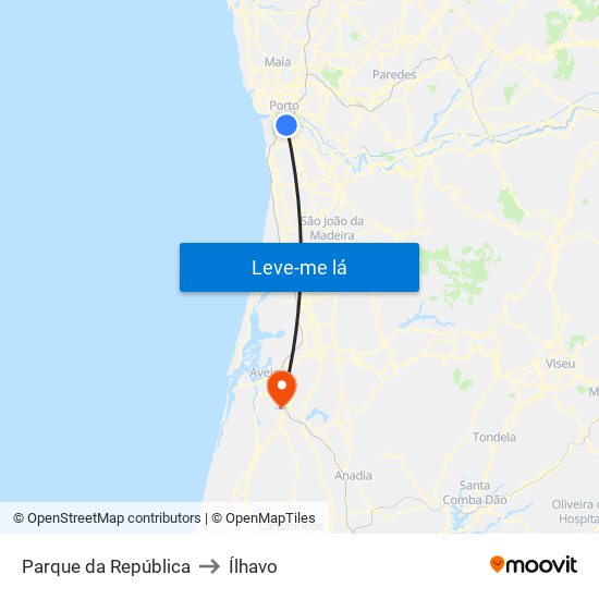 Parque da República to Ílhavo map